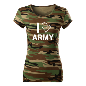 Жіноча футболка DRAGOWA i love army, камуфляж 150г/м2