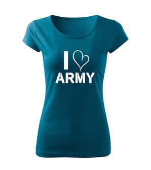 Жіноча футболка DRAGOWA i love army, бензиновий синій 150г/м2