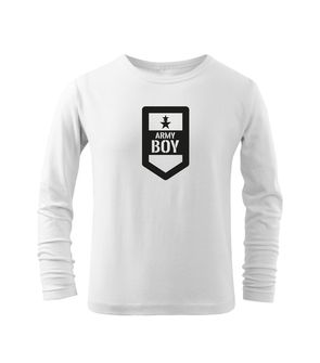 DRAGOWA Дитяча довга футболка Армійський хлопчик, біла