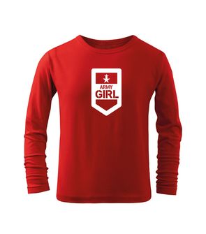 DRAGOWA Дитяча довга футболка Армійська дівчинка, червона