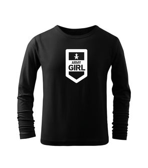 DRAGOWA Дитяча довга футболка Армійська дівчинка, чорна
