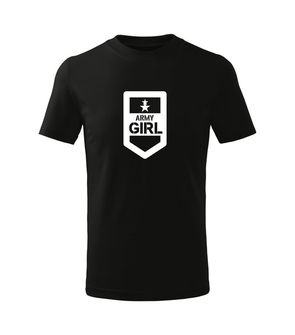 DRAGOWA Дитяча коротка футболка Армійська дівчинка, чорна