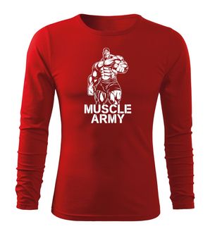 DRAGOWA Fit-T з довгим рукавом, м'язиста армійська чоловіча футболка, червона 160г/м2