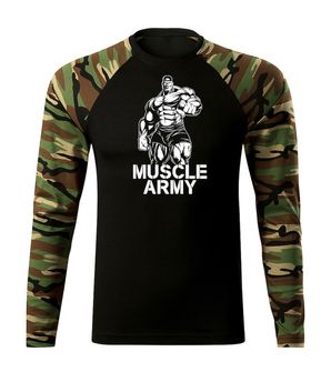 DRAGOWA Fit-T з довгим рукавом, м'язиста армійська чоловіча футболка, ліс 160г/м2