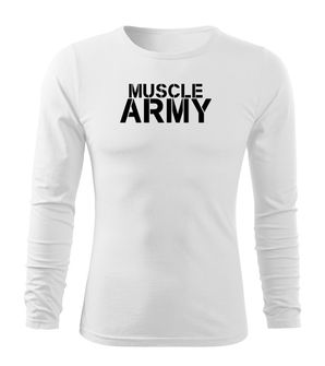 DRAGOWA Fit-T армійська футболка з довгим рукавом для м'язів, біла 160г/м2