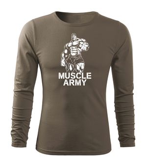 DRAGOWA Fit-T з довгим рукавом, м'язиста чоловіча футболка для армії, оливкова 160г/м2