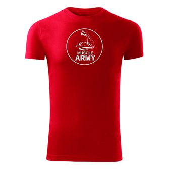 Фітнес-футболка DRAGOWA м'язові армійські біцепси, червона 180г/м2