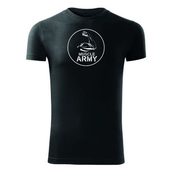 Фітнес-футболка DRAGOWA м'язові армійські біцепси, чорна 180г/м2