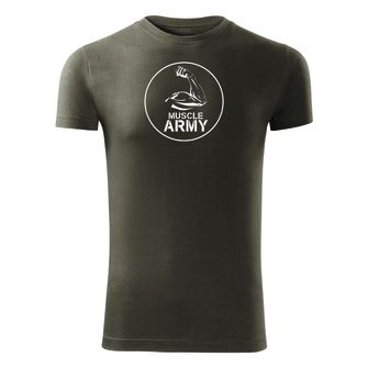 Фітнес-футболка DRAGOWA muscle army biceps, оливкова 180г/м2