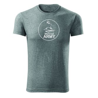 Фітнес-футболка DRAGOWA м'язові армійські біцепси, сіра 180г/м2