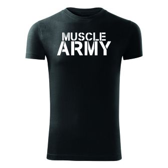 Фітнес-футболка DRAGOWA muscle army, чорна 180г/м2