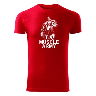 Фітнес-футболка DRAGOWA мускулистий армійський чоловік, червона 180г/м2