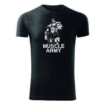 Фітнес-футболка DRAGOWA мускулистий армійський чоловік, чорна 180г/м2