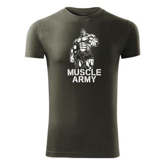 Фітнес-футболка DRAGOWA мускулистий армійський чоловік, оливковий 180г/м2