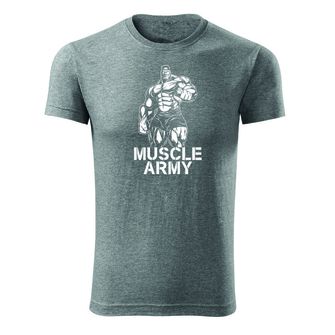 Фітнес-футболка DRAGOWA мускулистий армійський чоловік, сірий 180г/м2