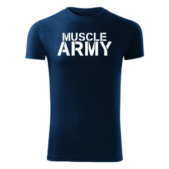 Фітнес-футболка DRAGOWA м'язова армія, синя 180г/м2