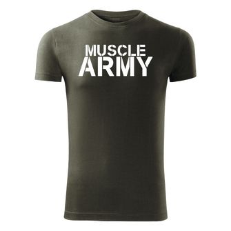 Фітнес-футболка DRAGOWA muscle army, оливкова 180г/м2