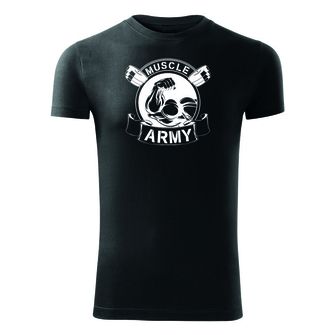 Фітнес-футболка DRAGOWA muscle army original, чорна 180г/м2