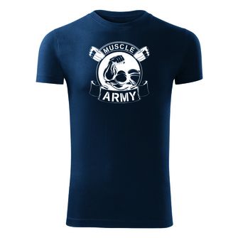 Фітнес-футболка DRAGOWA muscle army original, синя 180g/m2