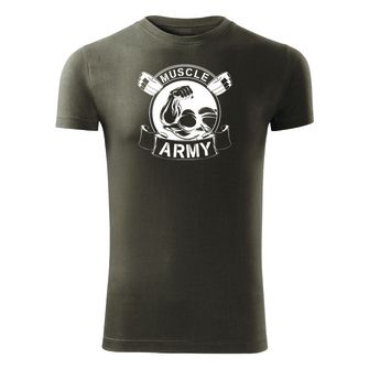 Фітнес-футболка DRAGOWA muscle army original, оливкова 180г/м2
