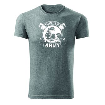 Фітнес-футболка DRAGOWA muscle army original, сіра 180g/m2