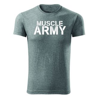 Фітнес-футболка DRAGOWA muscle army, сіра 180г/м2