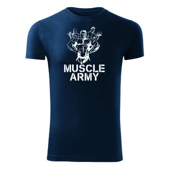 Фітнес-футболка DRAGOWA muscle army team, синя 180g/m2