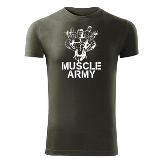 Фітнес-футболка DRAGOWA muscle army team, оливкова 180г/м2