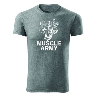 Фітнес-футболка DRAGOWA muscle army team, сіра 180g/m2