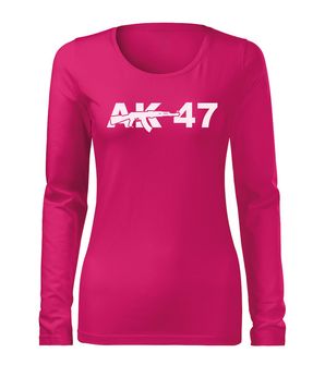 DRAGOWA Тонка жіноча футболка з довгим рукавом AK-47, рожева 160г/м2