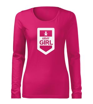 DRAGOWA Тонка жіноча футболка з довгим рукавом армійська дівчина, рожева 160г/м2
