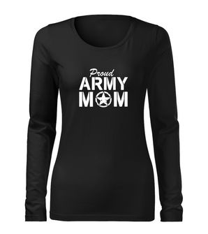 DRAGOWA Тонка жіноча футболка з довгим рукавом армійська мама, чорна 160г/м2