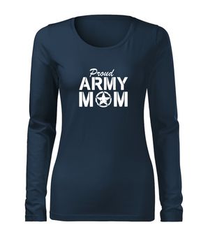 DRAGOWA Тонка жіноча футболка з довгим рукавом армійська мама, темно-синя 160г/м2