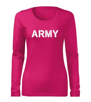 DRAGOWA Slim жіноча армійська футболка з довгим рукавом, рожева 160г/м2
