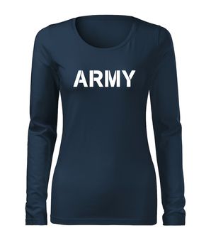 Жіноча армійська футболка DRAGOWA Slim з довгим рукавом, темно-синя 160 г/м2