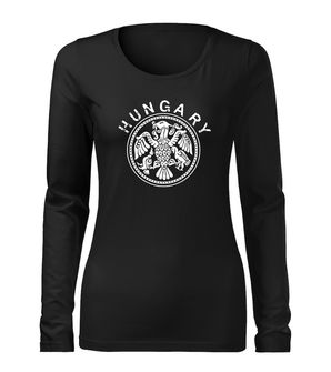 DRAGOWA Тонка жіноча футболка з довгим рукавом угорка, чорна 160г/м2