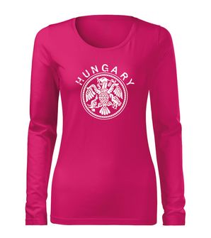 DRAGOWA Тонка жіноча футболка з довгим рукавом угорка, рожева 160г/м2