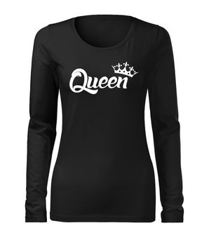 DRAGOWA Тонка жіноча футболка з довгим рукавом queen, чорна 160г/м2