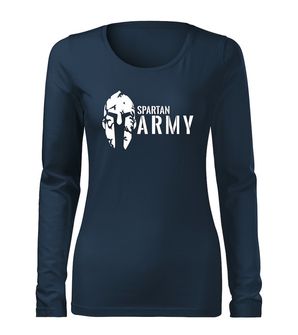 DRAGOWA Тонка жіноча футболка з довгим рукавом спартанська армія, темно-синя 160г/м2