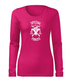 DRAGOWA Slim жіноча футболка з довгим рукавом спецназ, рожева 160г/м2