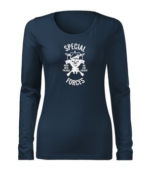 DRAGOWA Тонка жіноча футболка з довгим рукавом спецназ, темно-синя 160г/м2