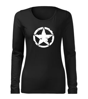 DRAGOWA Slim жіноча футболка з довгим рукавом зірка, чорна 160г/м2