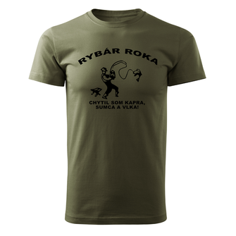 DRAGOWA коротка футболка рибалка року, оливкова 160г/м2
